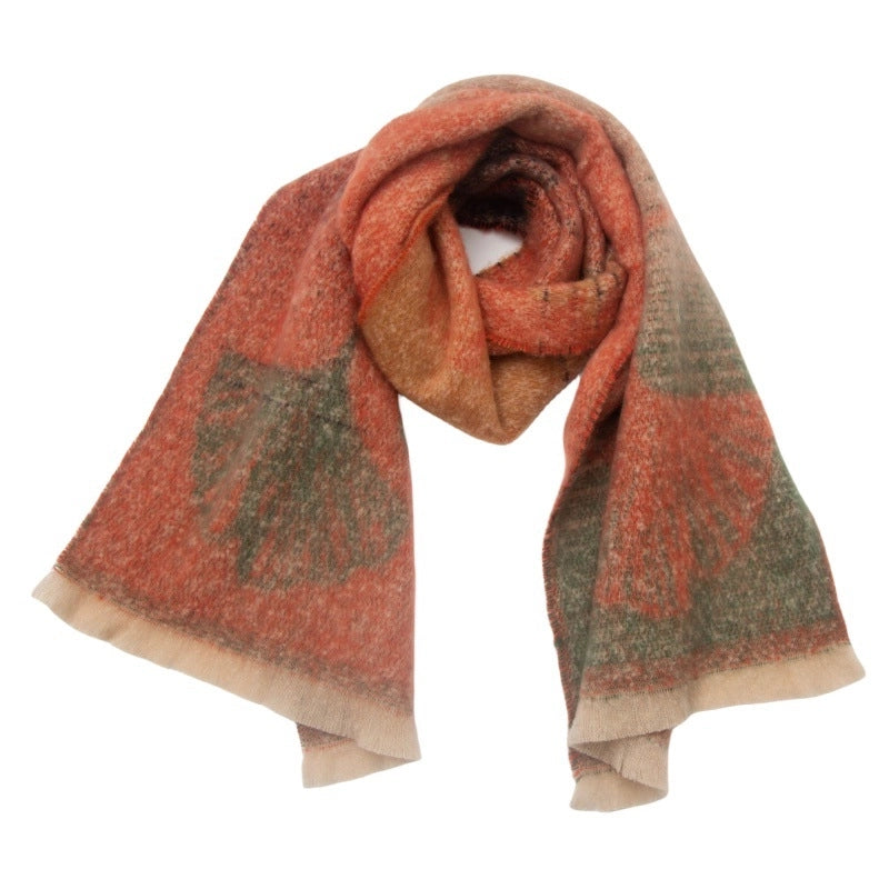 Unisex Casual Minimalist Ginkgo Leaf Polyester Scarf
