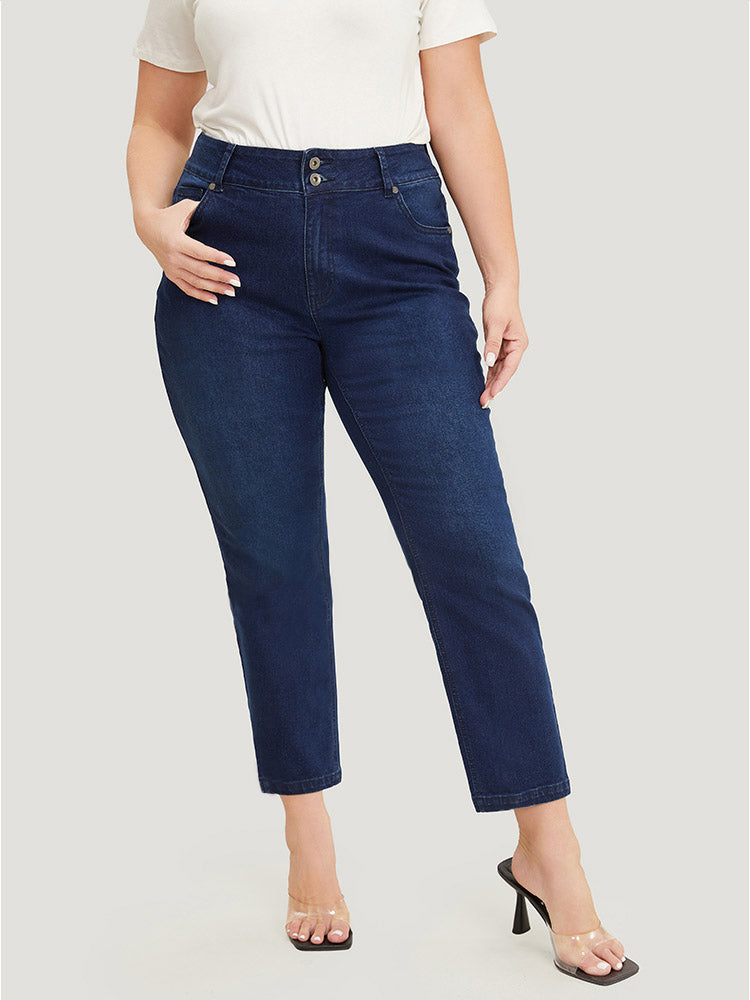 Very Stretchy High Rise Dark Wash Embroidery Back Jeans