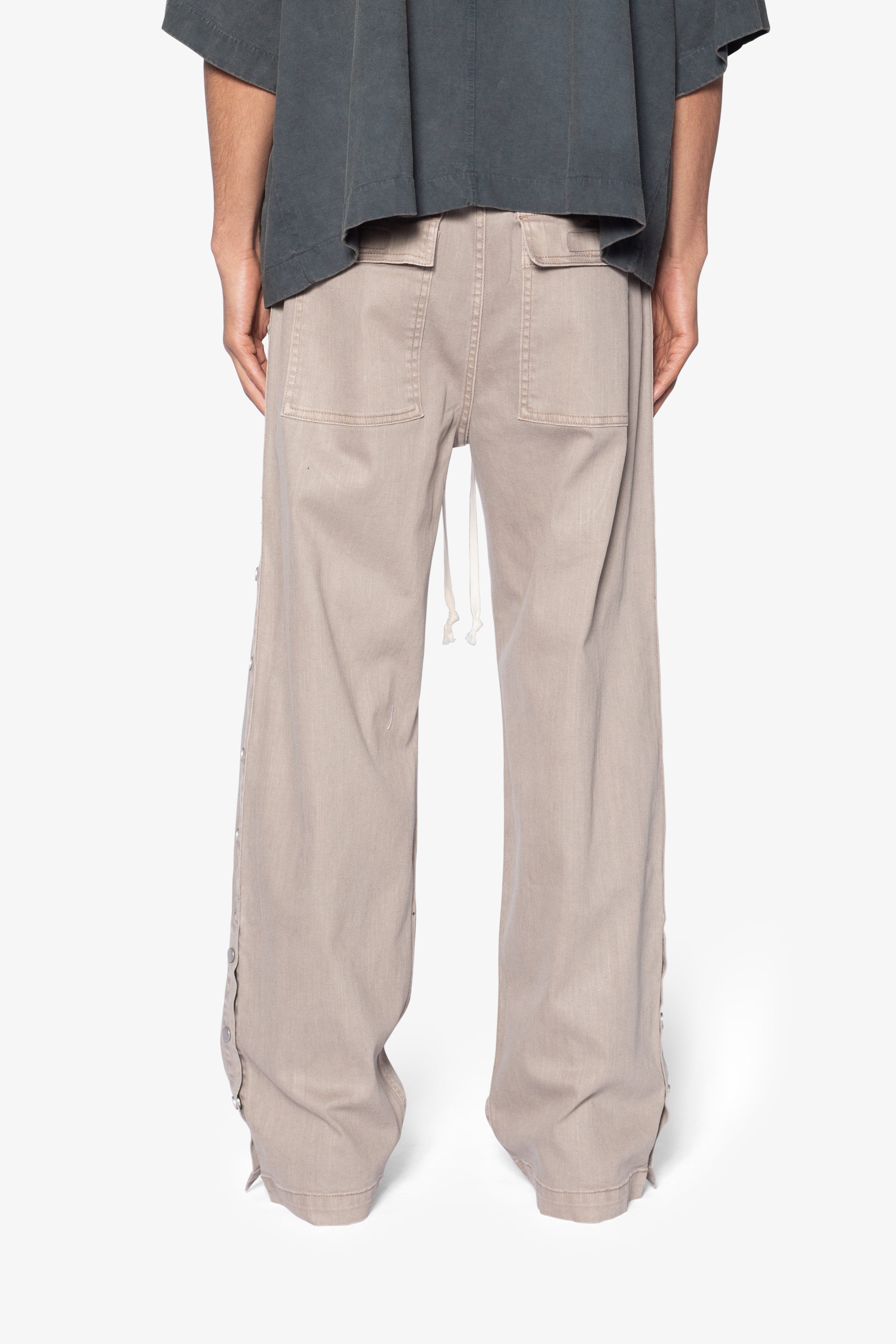 Snap Panel Coated Pants - Khaki