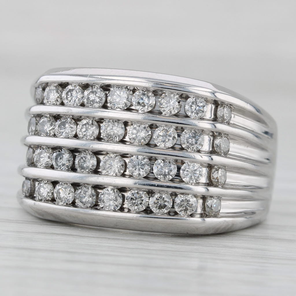 1.15ctw Diamond Ring 10k White Gold Channel Set Rows Size 10.5