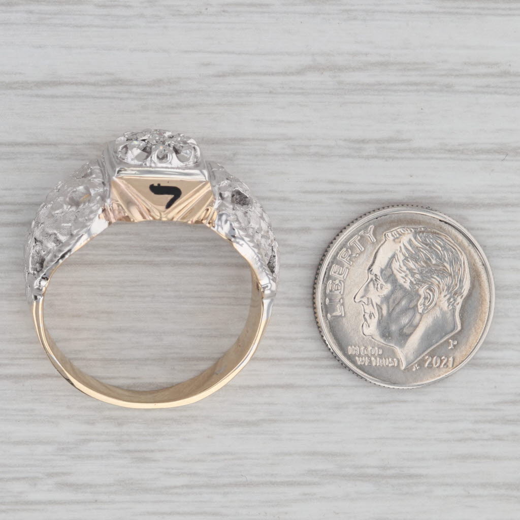 Diamond Scottish Rite Masonic Eagle Ring 10k Gold 32nd Degree Signet Size 10.25