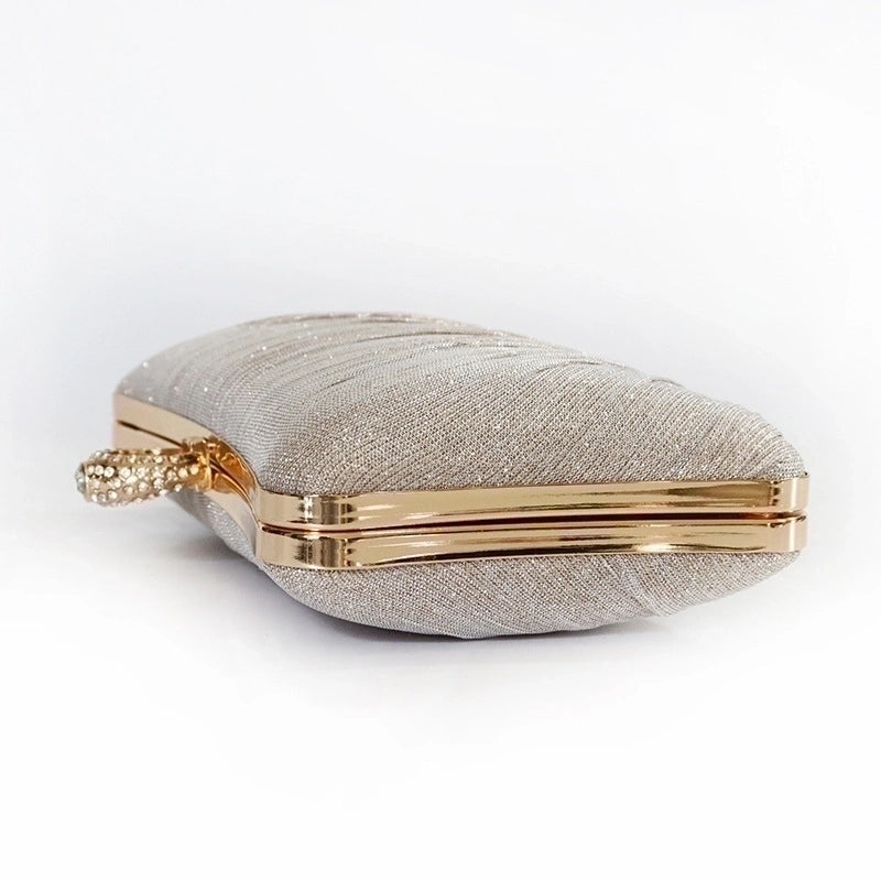 Champagne Silver Black Polyester Solid Color Square Evening Bags