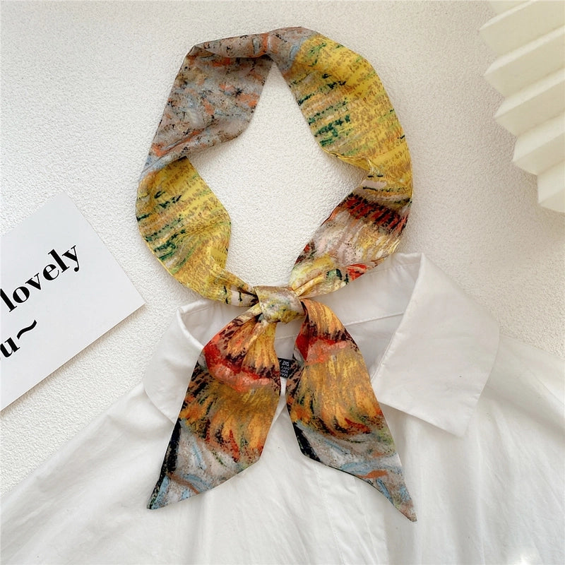 Women's Sweet Oil Painting Polyester Silk Scarves