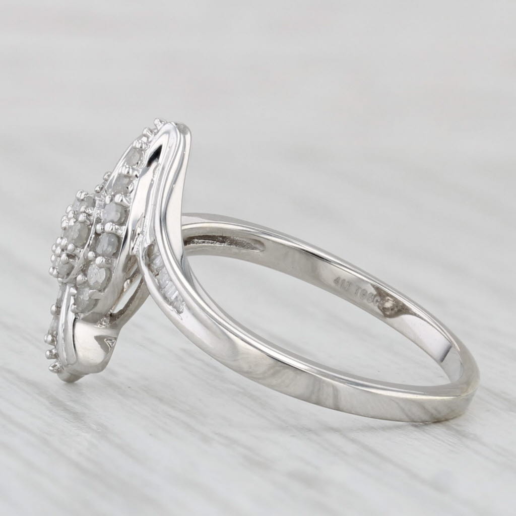 0.30ctw Diamond Cluster Bypass Ring 10k White Gold Size 6