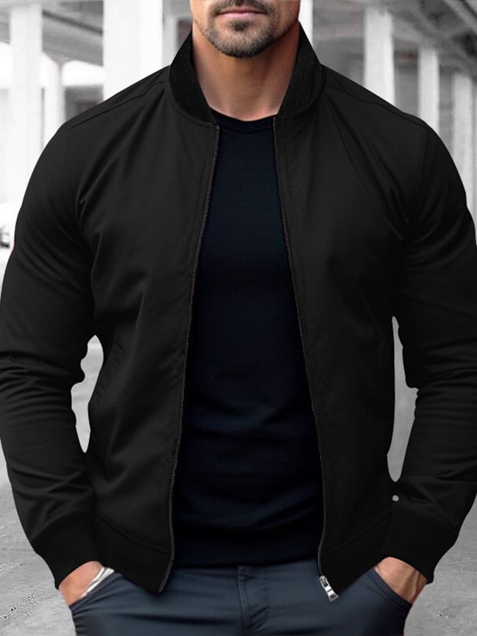 Men's American Casual Single Breasted Bomber Baseball Jacket