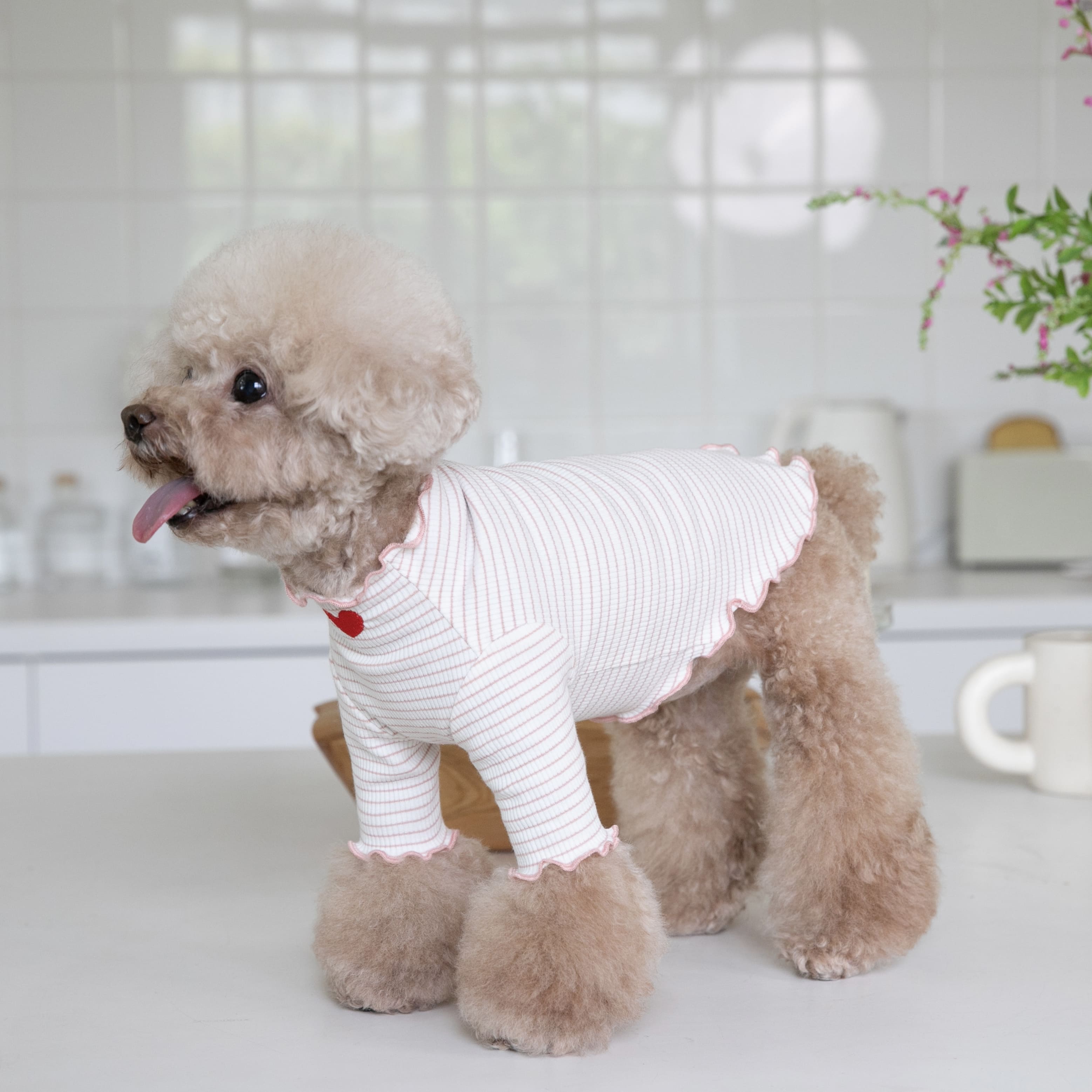 Heart Ruffled Striped Dog Cat Sweatshirt