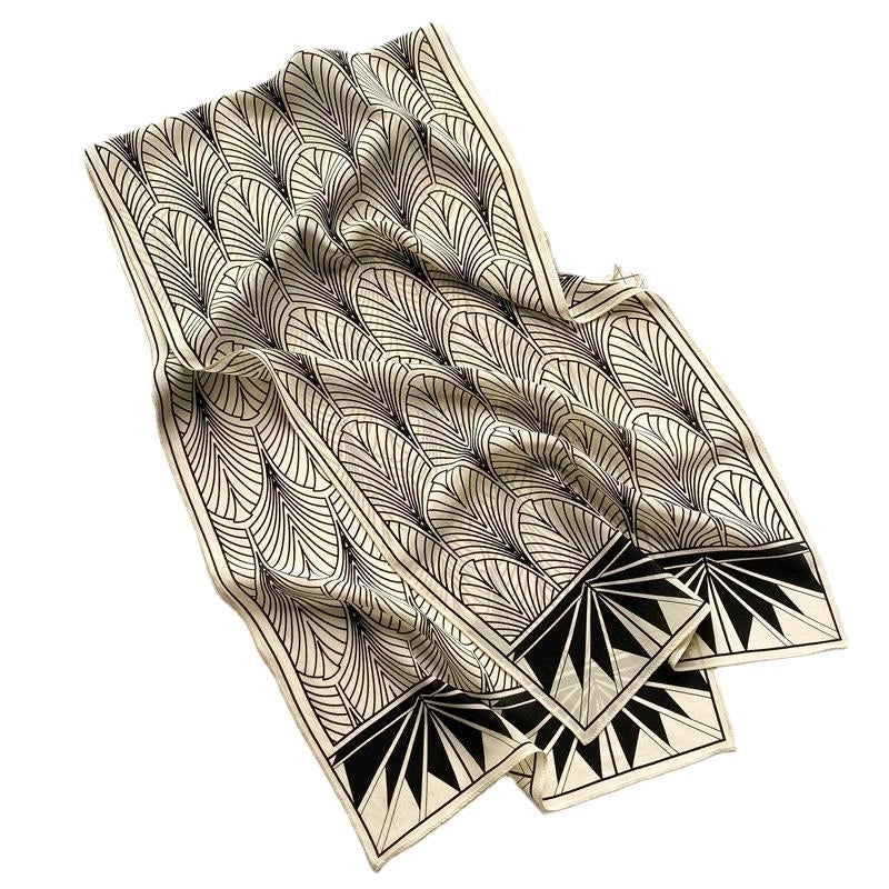 Women's Elegant Minimalist Color Block Silk Printing Silk Scarf