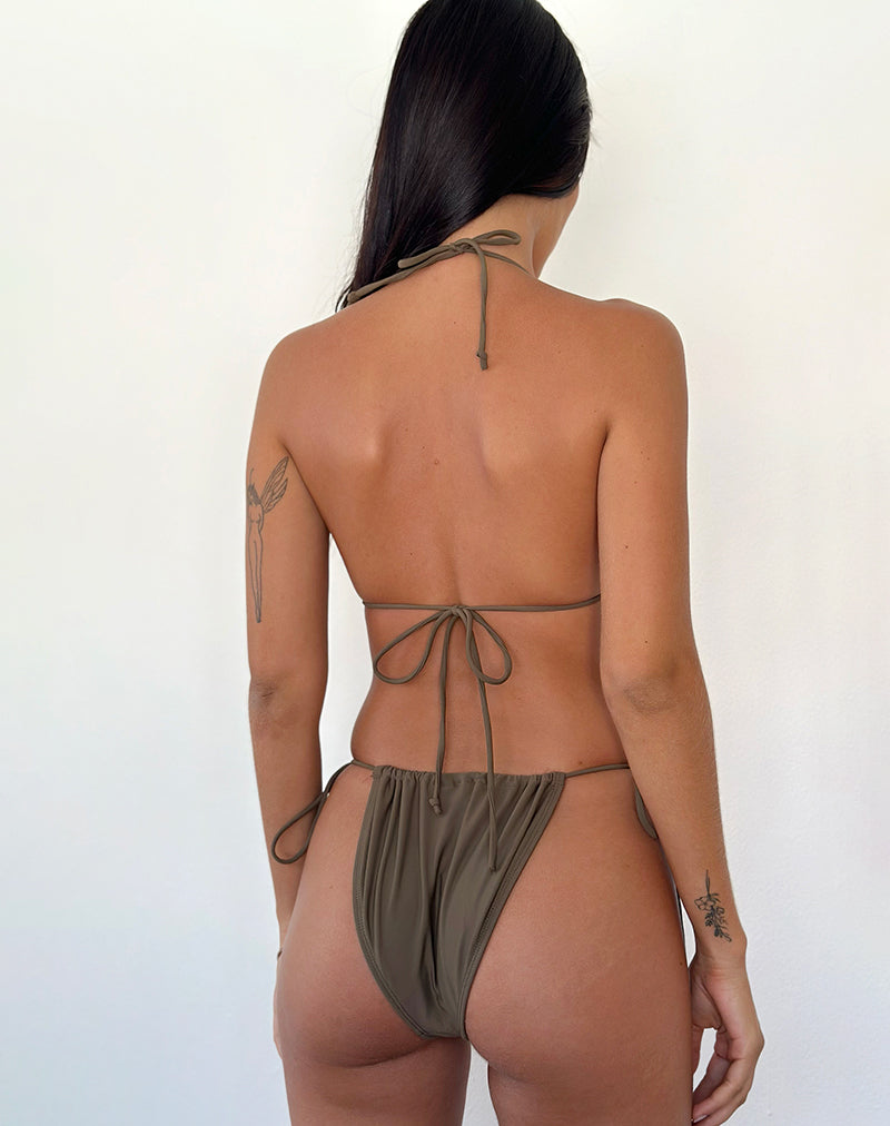 Pami Bikini Top in Olive with Beads