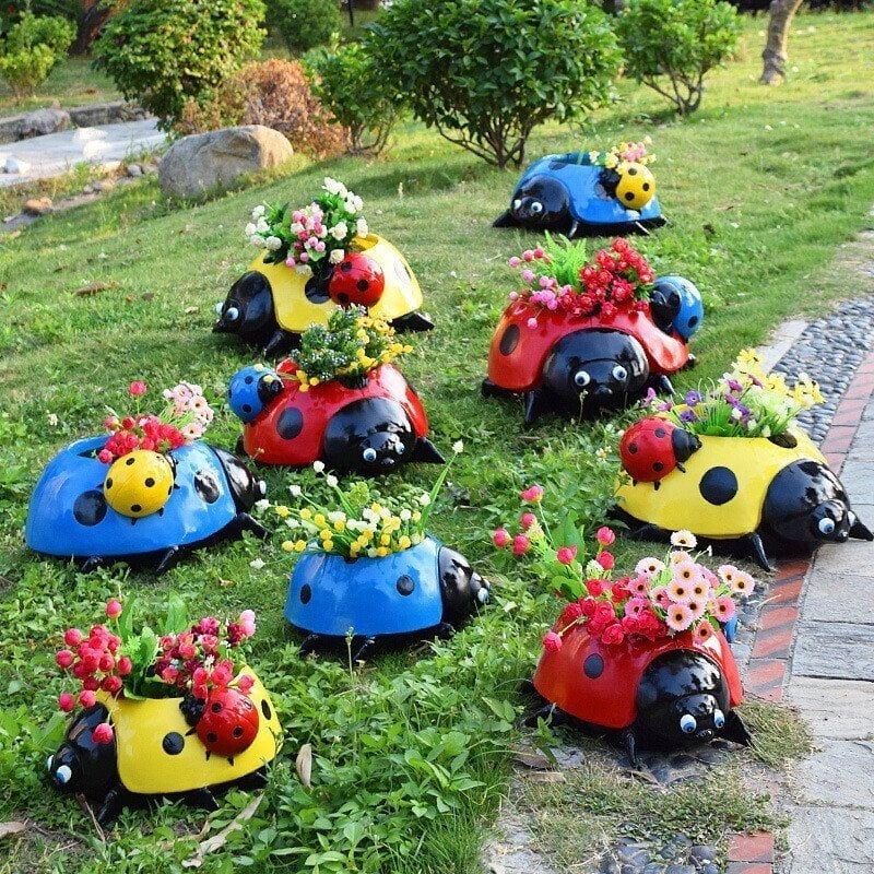 💖Hot Sale 49% 0ff-- Resin ladybug flower pot