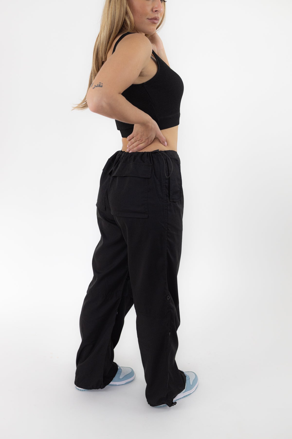 Marianne Cargo Parachute Pants _ Black