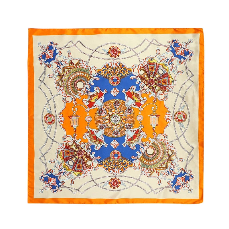 Women's Sweet Pastoral Flower Satin Silk Scarf Kerchief
