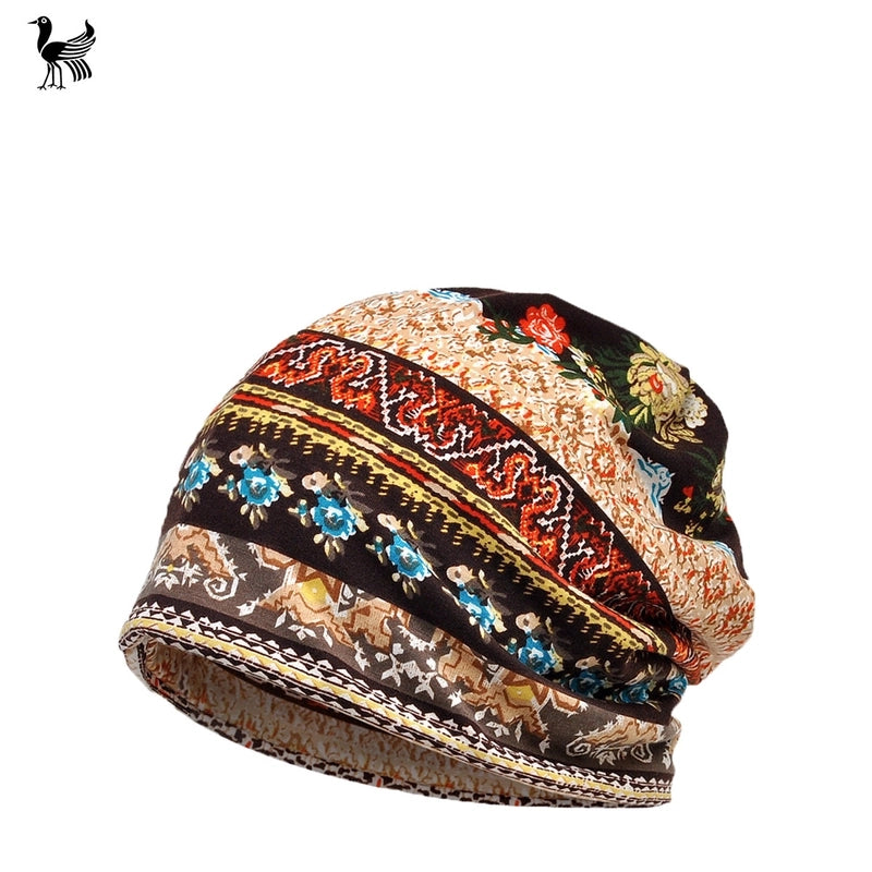 Unisex Basic Retro Flower Printing Eaveless Sleeve Cap