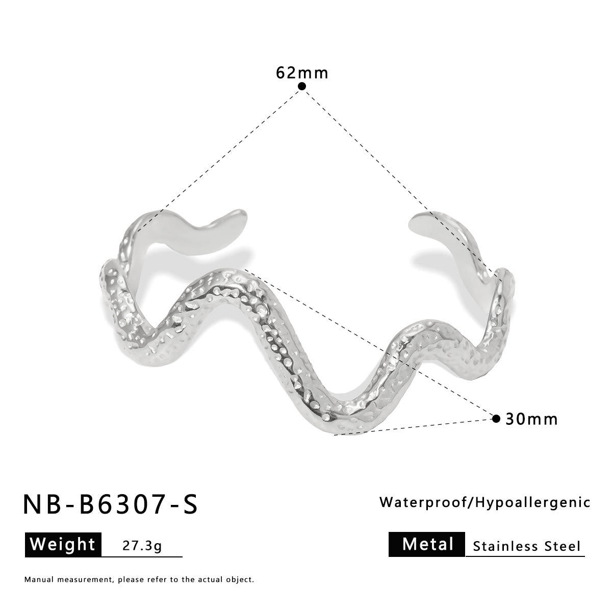 Ins Stainless Steel Zircon Pearl Bracelet C-Shaped Wave Line Open Gold-Plated Bracelet Design Female