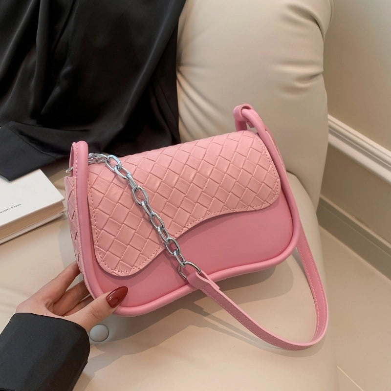 Women's Small Pu Leather Solid Color Elegant Square Flip Cover Shoulder Bag Crossbody Bag