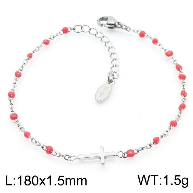 Minimalist Classic Style Cross Titanium Steel 18K Gold Plated Bracelets In Bulk