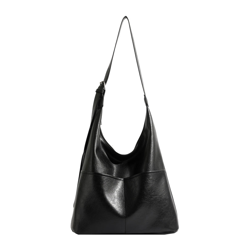 Women's Pu Leather Solid Color Classic Style Bucket Zipper Shoulder Bag