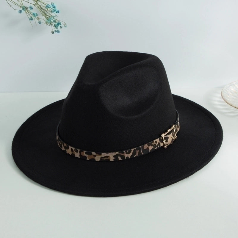 Unisex Elegant  Solid Color Big Eaves Flat Eaves Fedora Hat