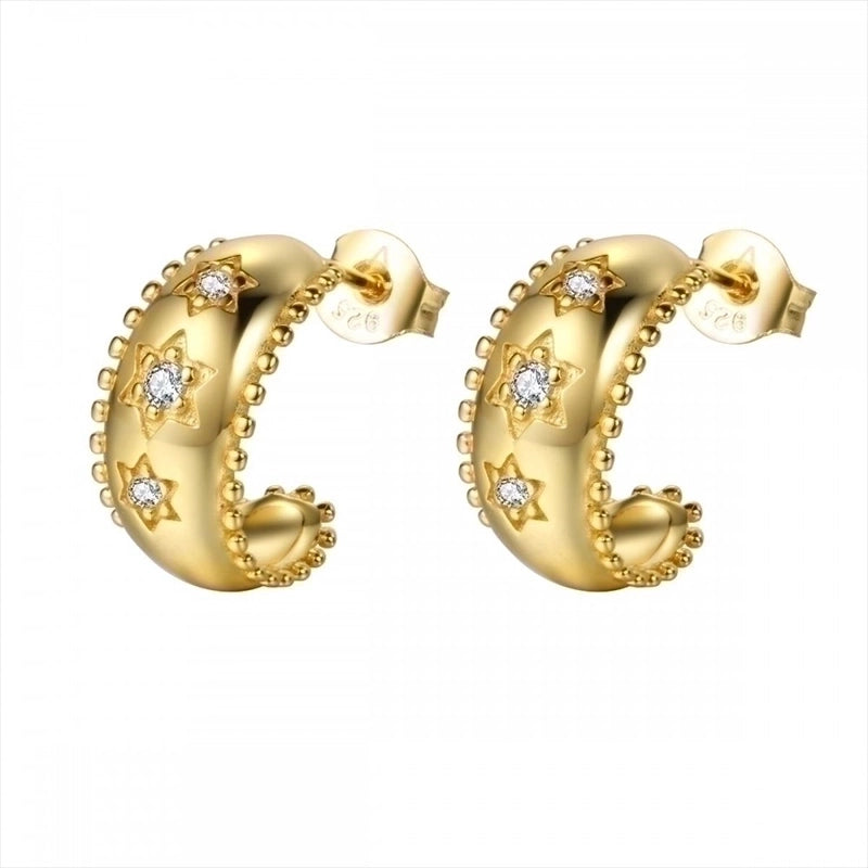 1 Pair Ig Style French Style Minimalist Star Water Droplets Flower Plating Inlay Copper Zircon Gold Plated Earrings
