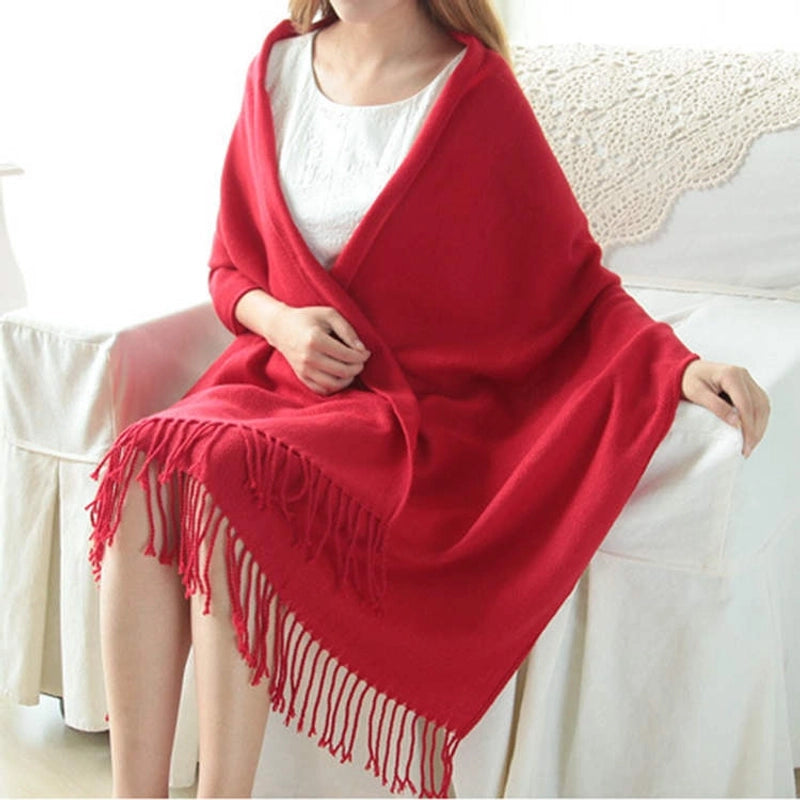 Plaid Scarf Women's Winter Versatile Student Scarf Cashmere Tassel Dual-use Warm Plaid Shawl