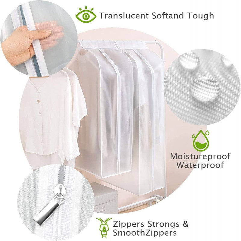 Garment Clothes Cover Protector. Lightweight Closet Storage Bags Translucent Dustproof Waterproof Hanging Clothing Storage Bag With Full Zipper