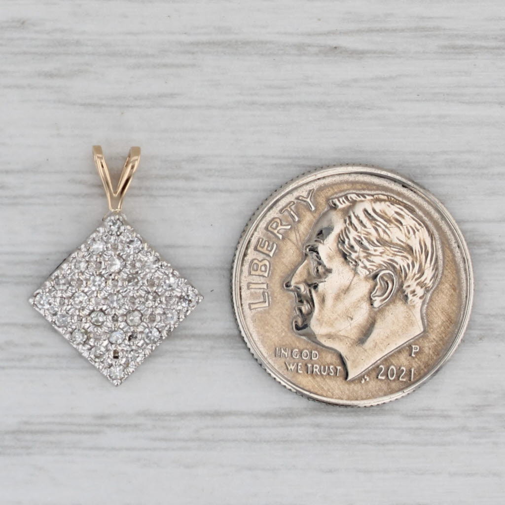0.12ctw Diamond Pave Pendant 14k White Yellow Gold