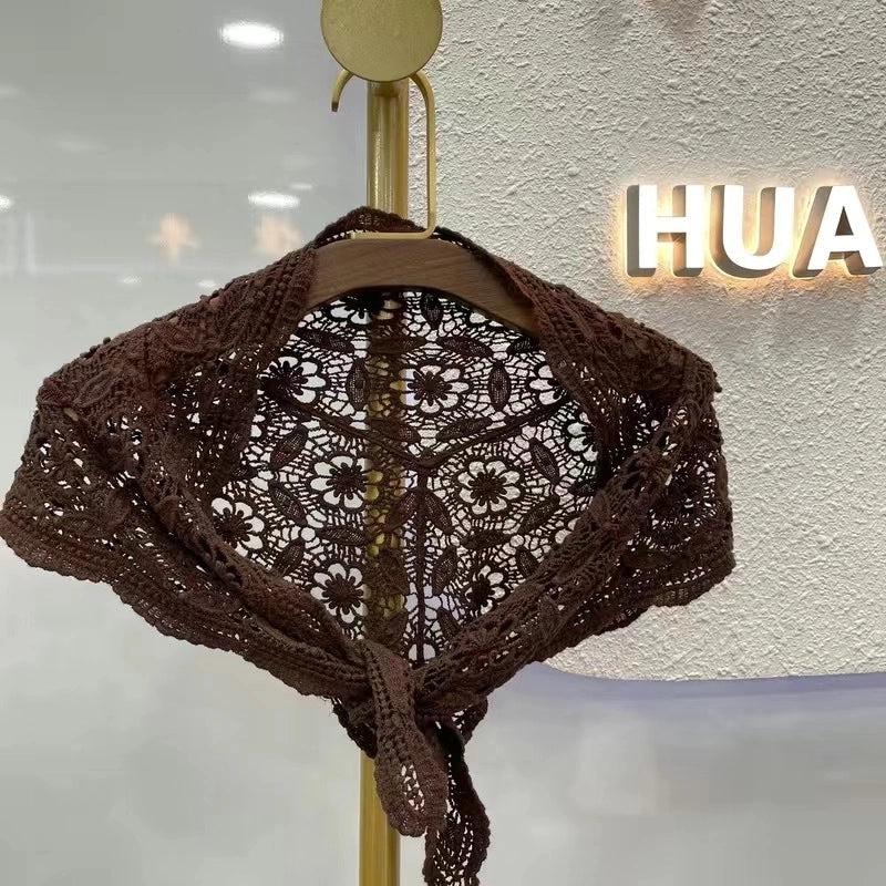 Women's Sweet Flower Cotton Hollow Out Scarf