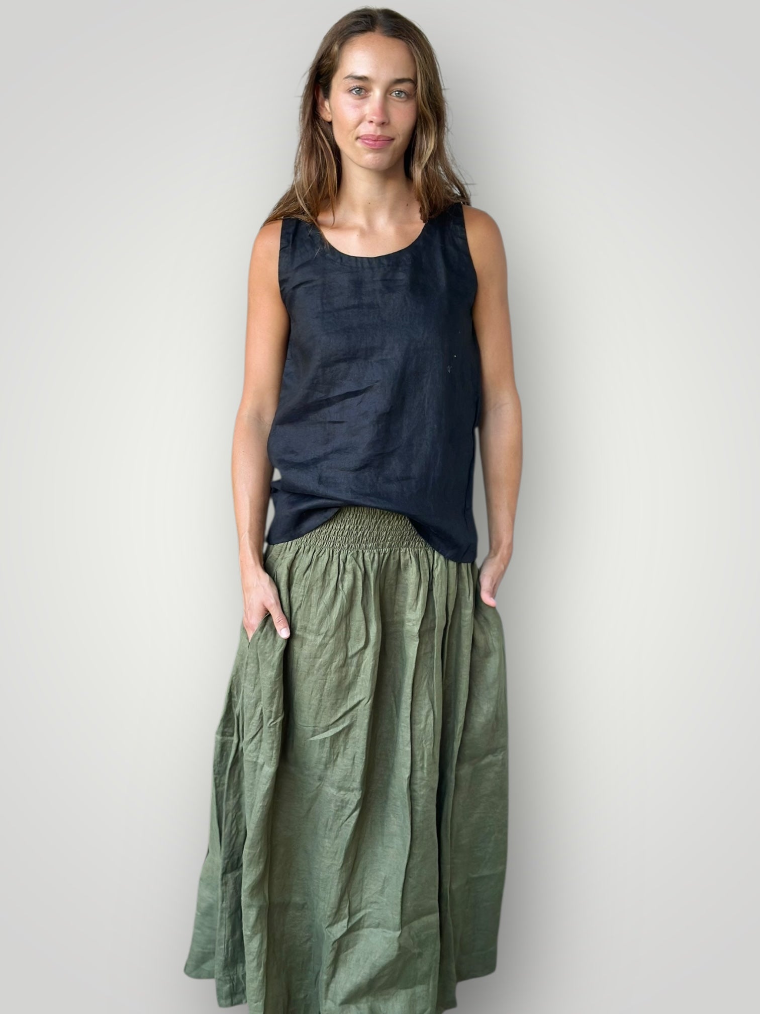 alice tank - black linen
