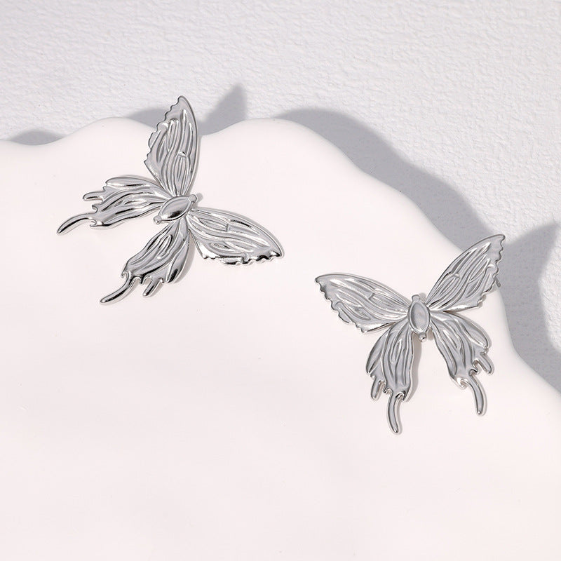 Simple And Versatile Butterfly Earrings Personalized Design Cute Niche Stainless Steel Earrings