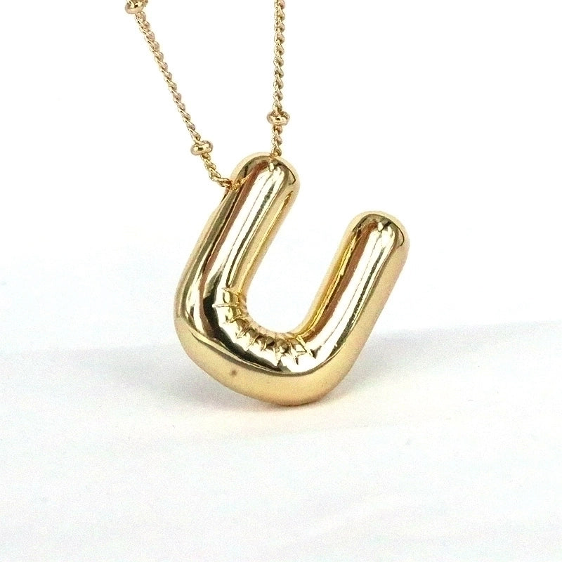 Minimalist Classic Style Letter Copper 18k Gold Plated Pendant Necklace In Bulk