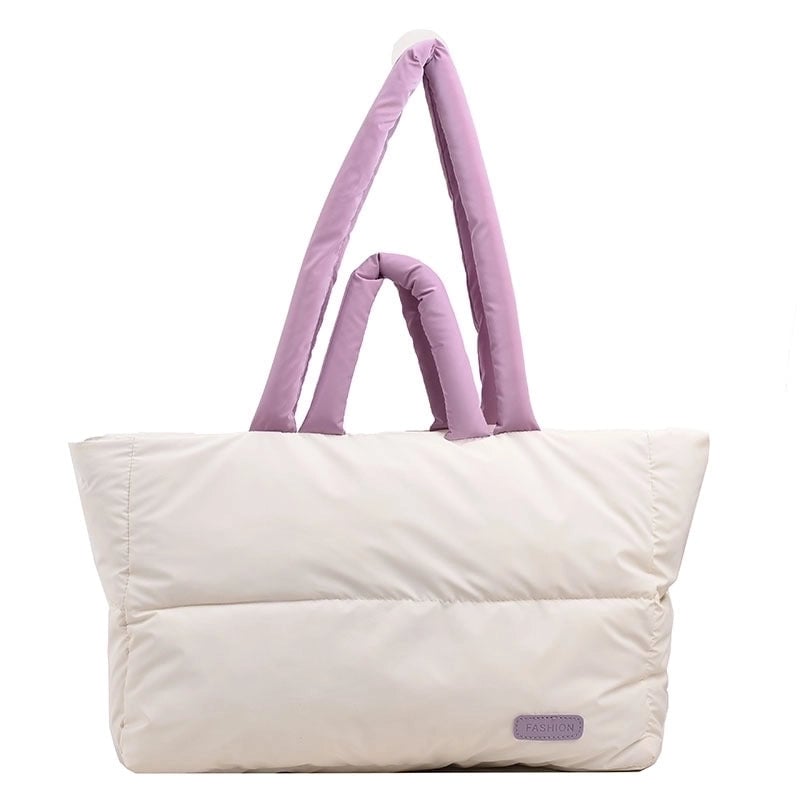 Women's Large Autumn&winter Oxford Cloth Solid Color Streetwear Square Zipper Shoulder Bag Tote Bag
