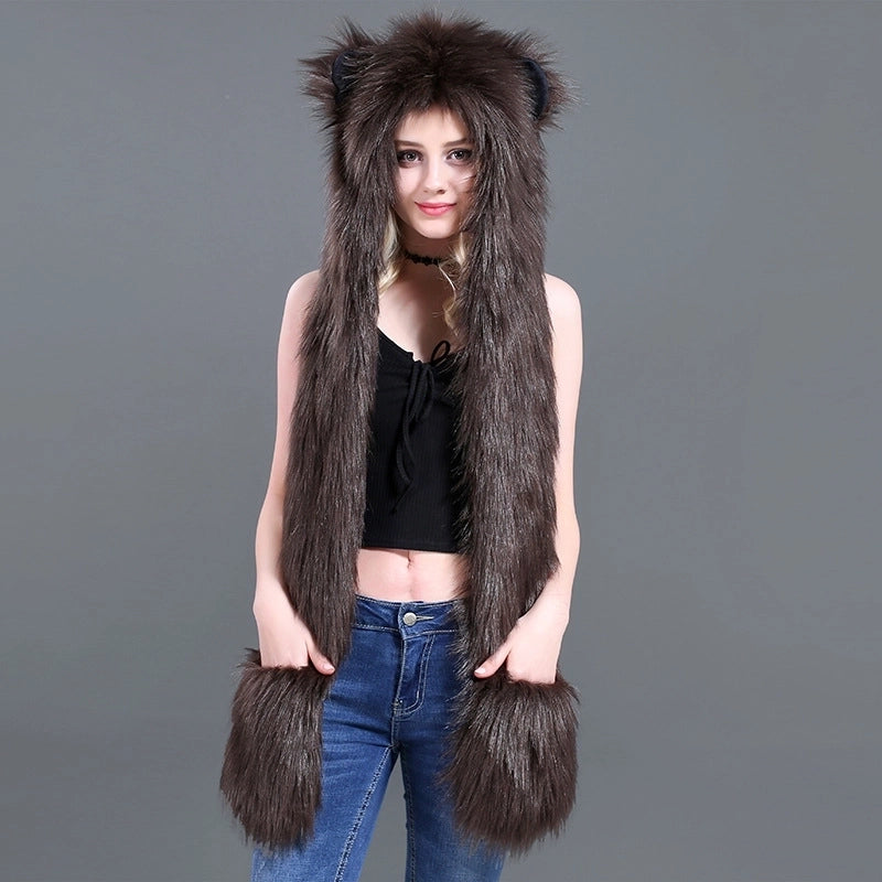 Unisex Fashion Solid Color Imitation Fur Winter Scarves