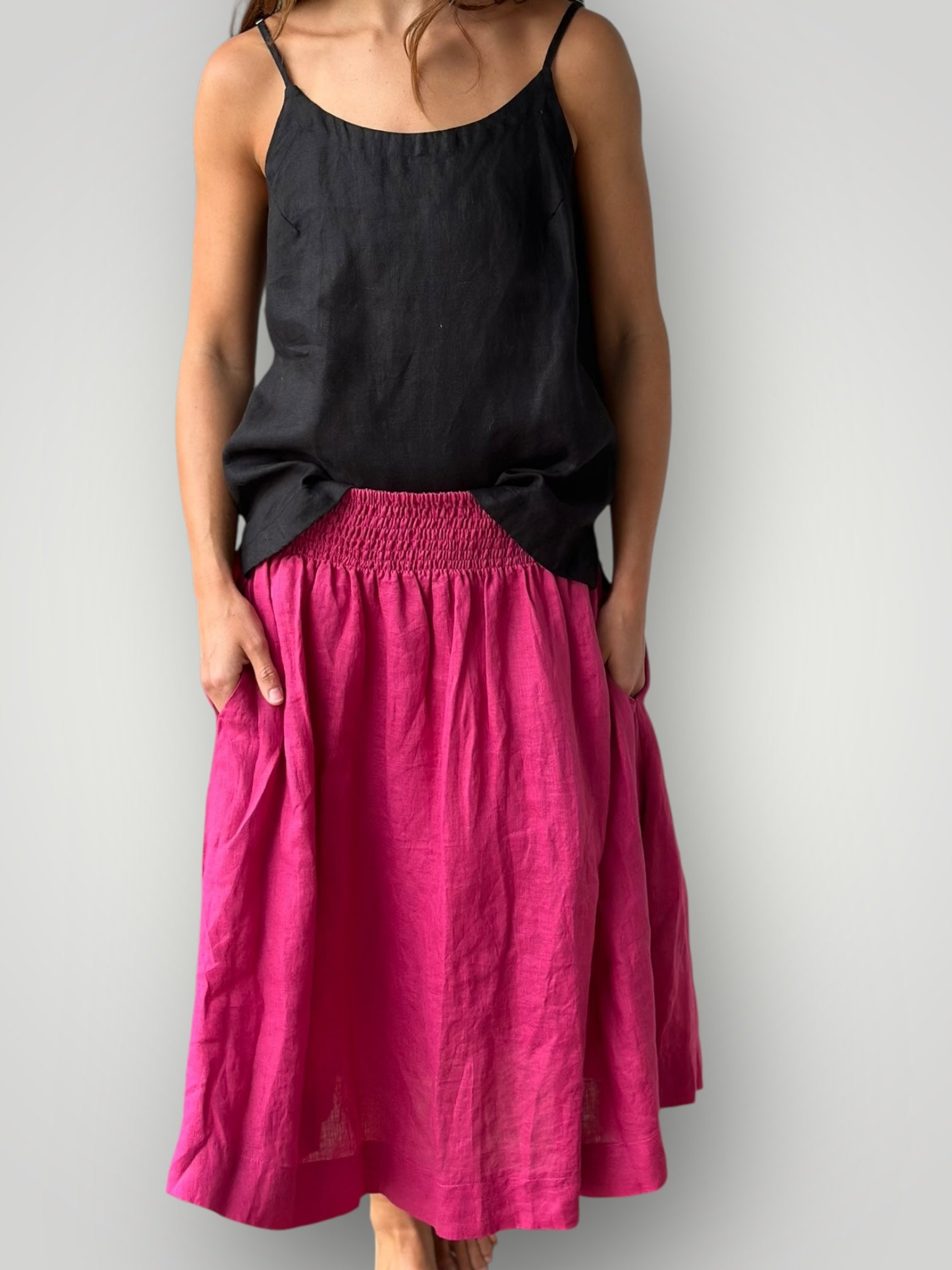lola skirt - fuschia linen