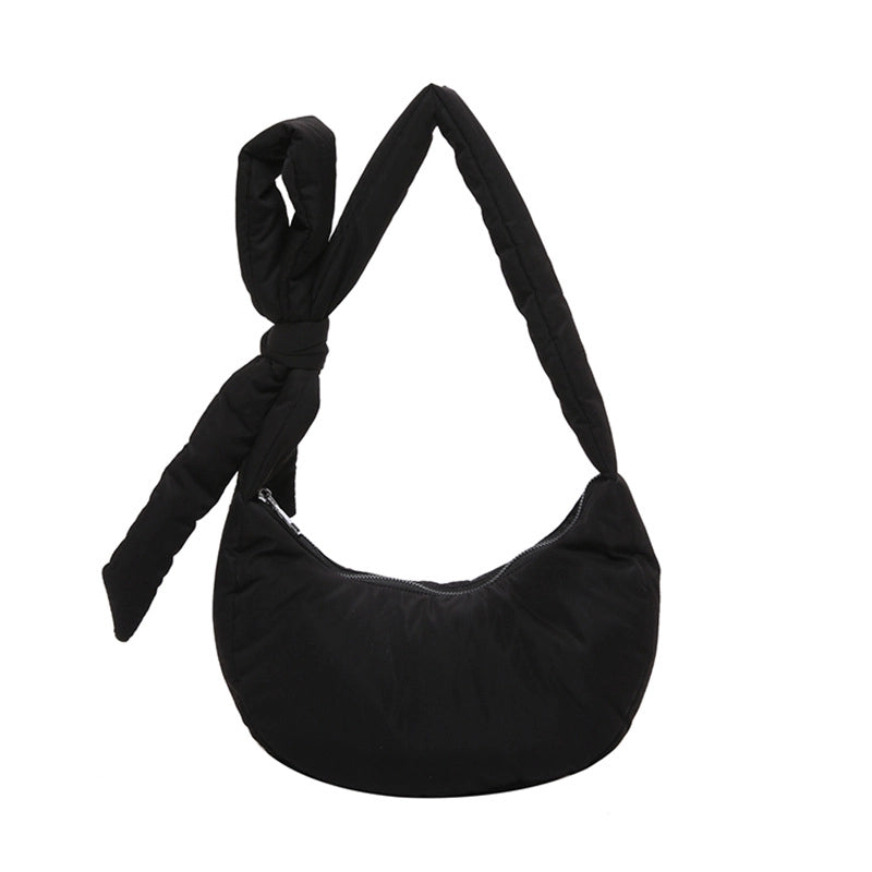 Women's Medium Nylon Solid Color Basic Classic Style Sewing Thread Dumpling Shape Zipper Crossbody Bag