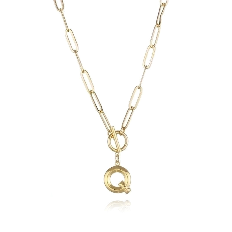 Copper 14K Gold Plated Fashion Plating Letter Pendant Necklace