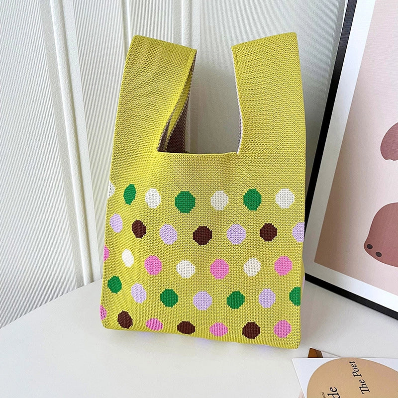 Women's Medium Polyester Polka Dots Vintage Style Square Open Handbag