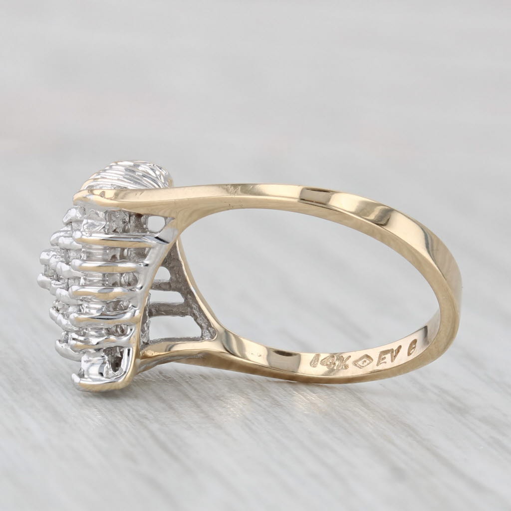0.50ctw Diamond Cluster Ring 14k White Yellow Gold Size 6