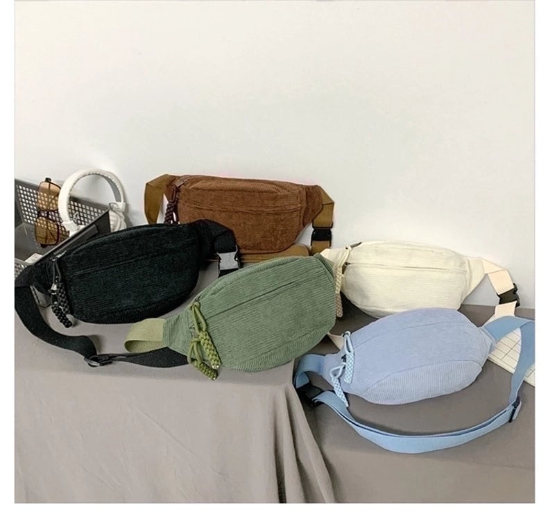 Women's Streetwear Solid Color Corduroy Waist Bags