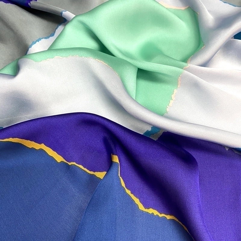 Women's Fashion Color Block Satin Silk Scarves