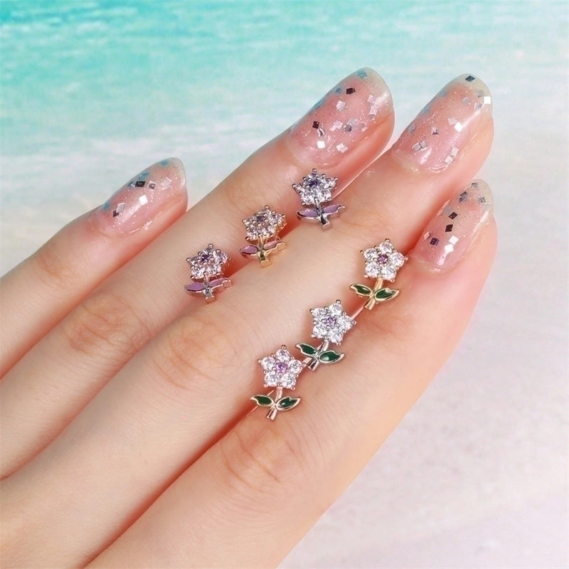 Fashion Geometric Brass Plating Zircon Ear Studs 1 Piece