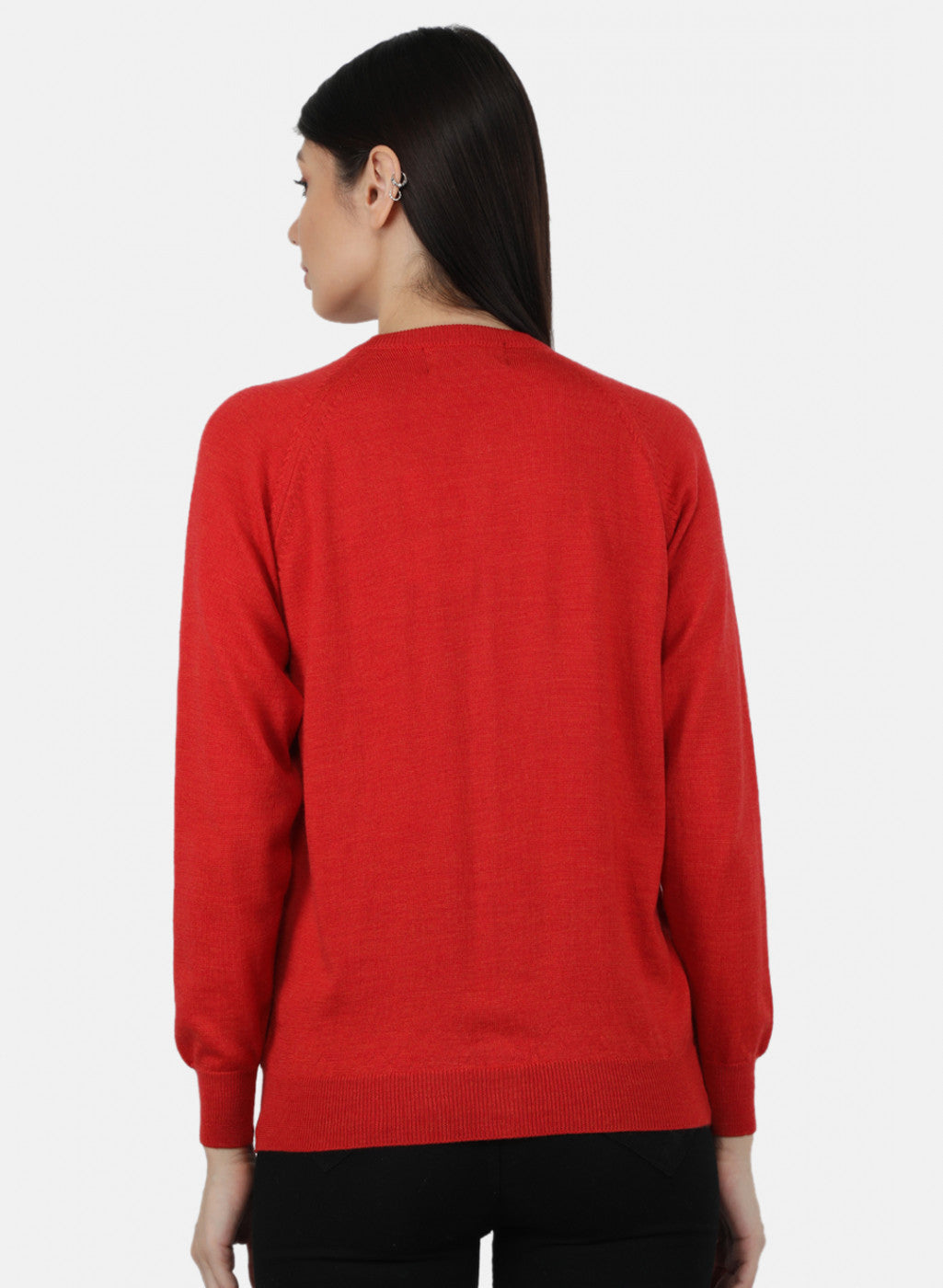 Women Red Solid Cardigan