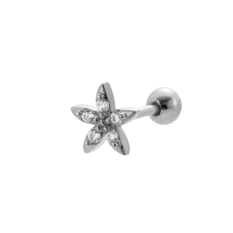 1 Piece Ear Cartilage Rings & Studs Sweet Heart Shape Flower 316L Stainless Steel  Copper Plating Inlay Zircon Ear Cartilage Rings & Studs