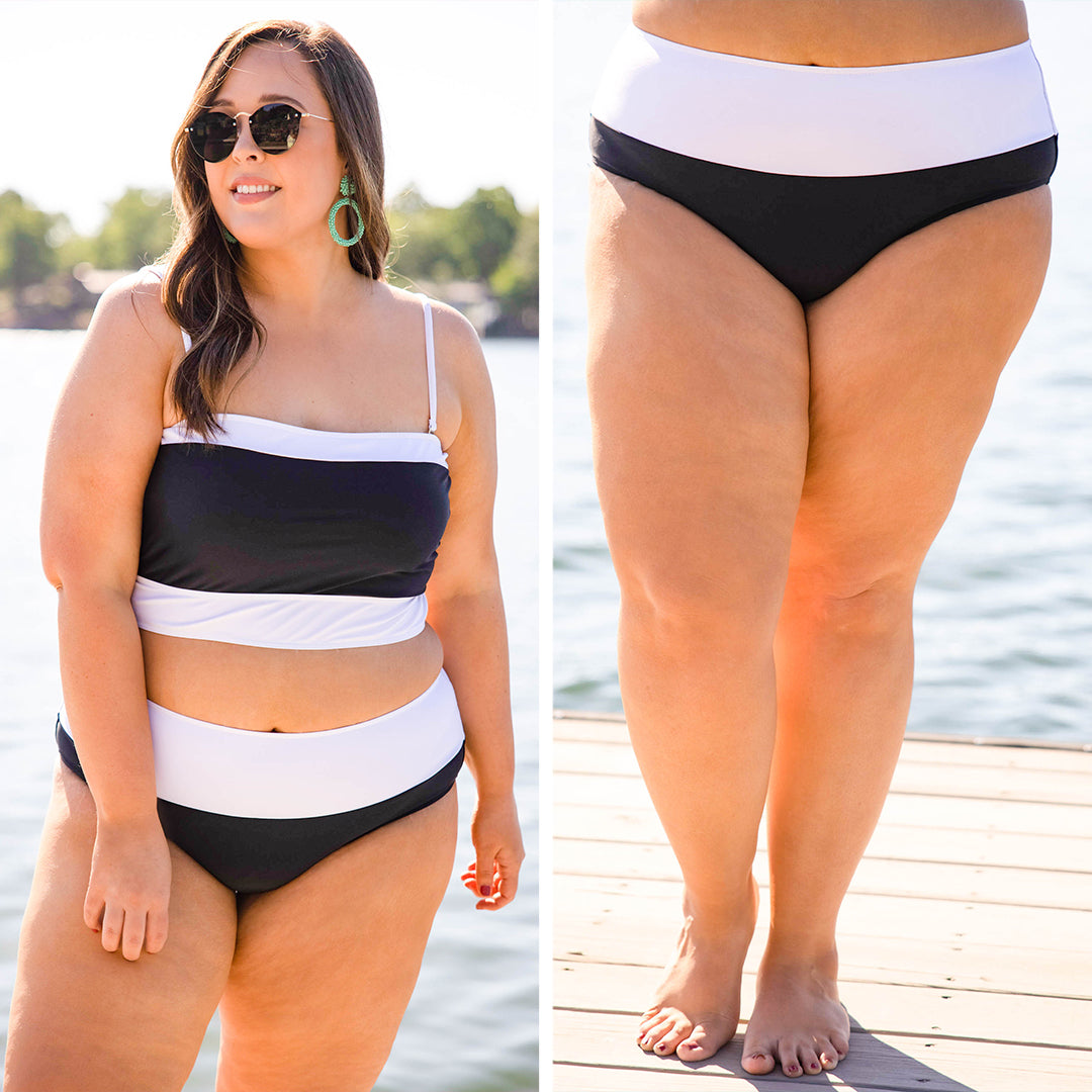 Hidden Islands Swim Bottoms. Black-White