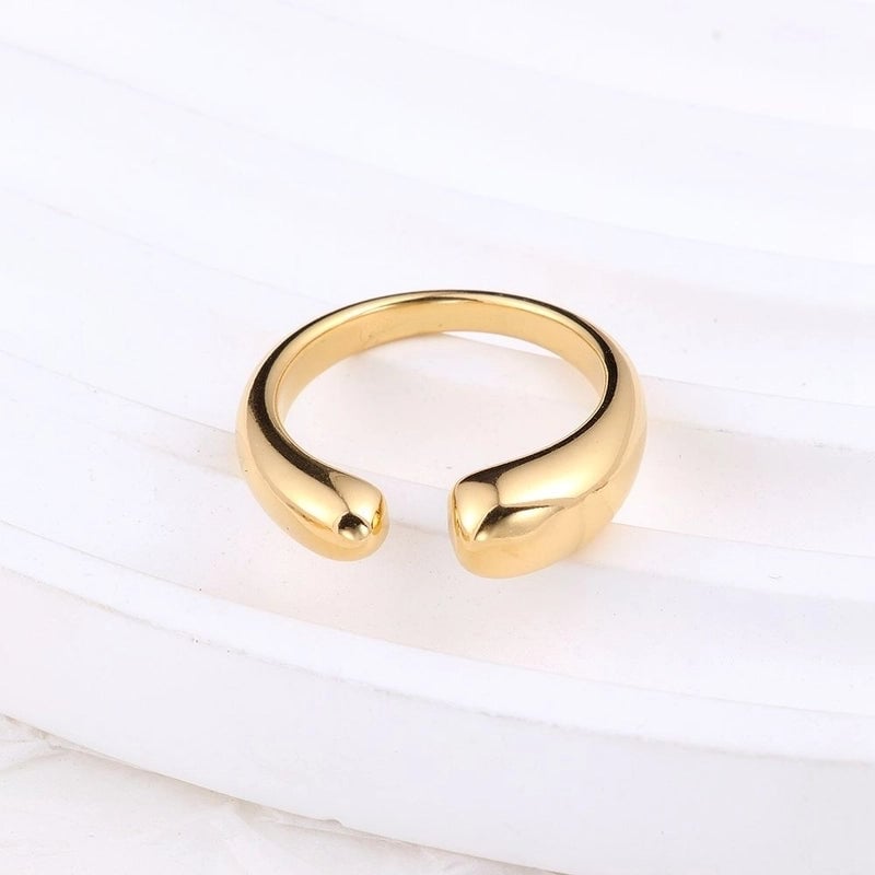 Princess Minimalist Solid Color 302 Stainless Steel 18K Gold Plated Rings