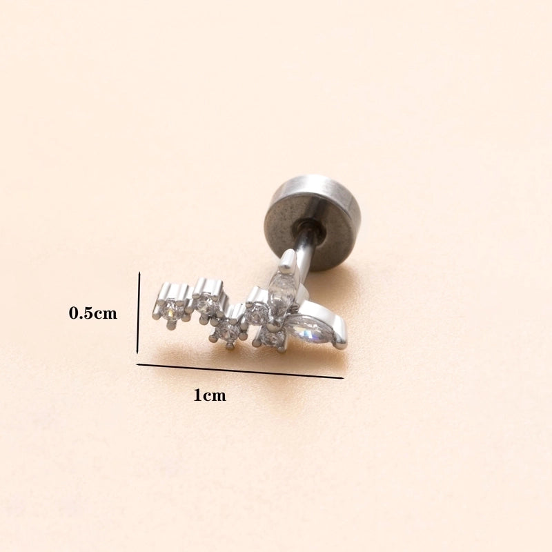 1 Piece Ear Cartilage Rings & Studs Minimalist Classic Style Heart Shape Snake Butterfly Copper Polishing Inlay Zircon 18K Gold Plated Ear Cartilage Rings & Studs