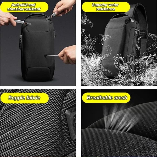 New Carbon Fiber USB charging sport sling  Anti-theft shoulder bag