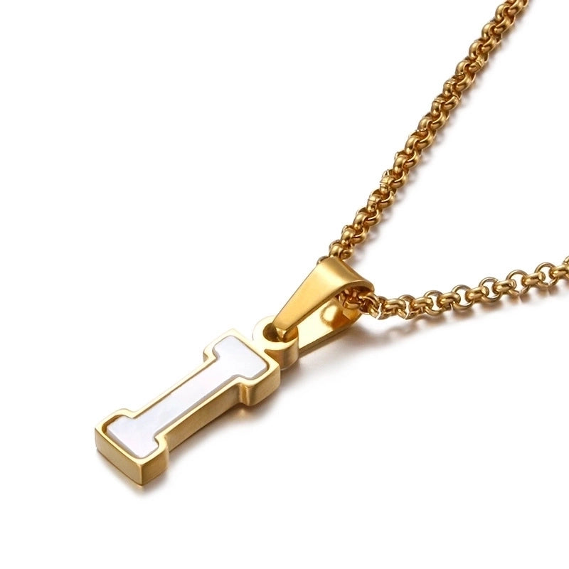 Simple Shell English Letter Titanium Steel Necklace