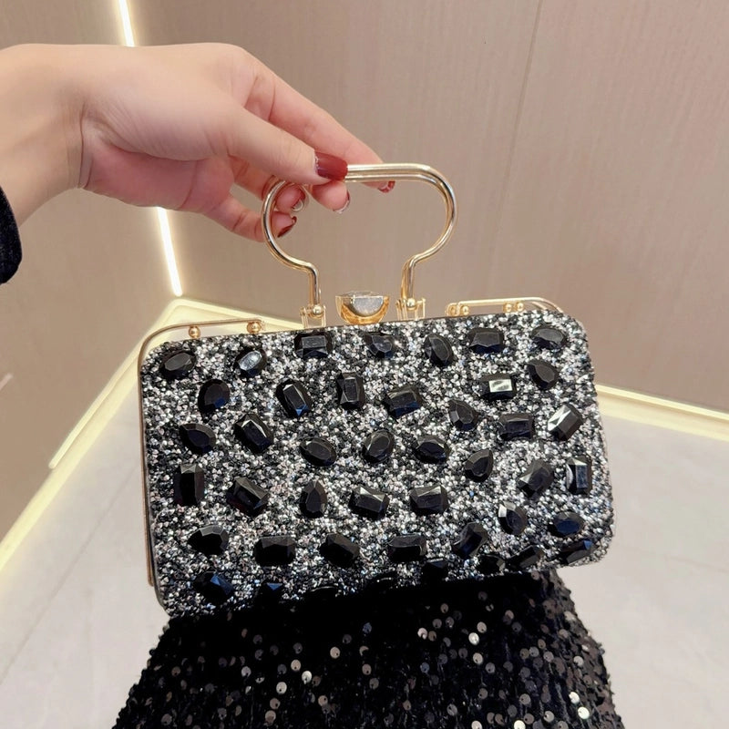 New Diamond-embedded Handbag Full Diamond Clutch Bag Fashion Dress Bag Banquet Bag Evening Bag Shoulder Crossbody Bag