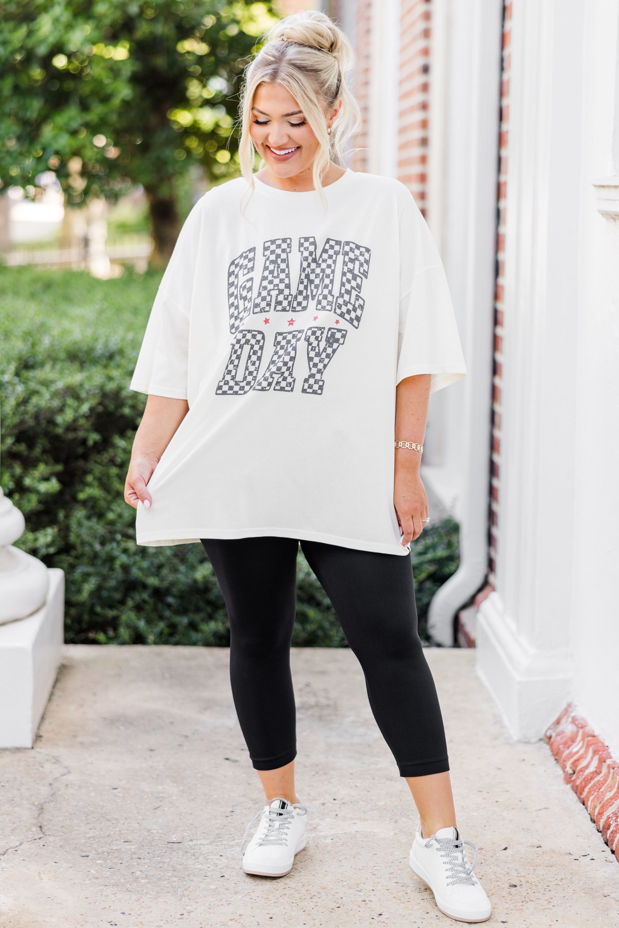 Ready For Game Day Boyfriend Tee. Ivory