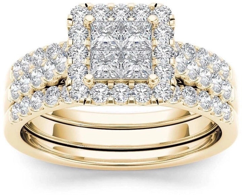 Fashion Flower Alloy Plating Artificial Gemstones Women'S Ring Sets