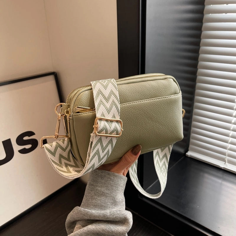 Women's Pu Leather Geometric Solid Color Elegant Classic Style Square Zipper Shoulder Bag Crossbody Bag